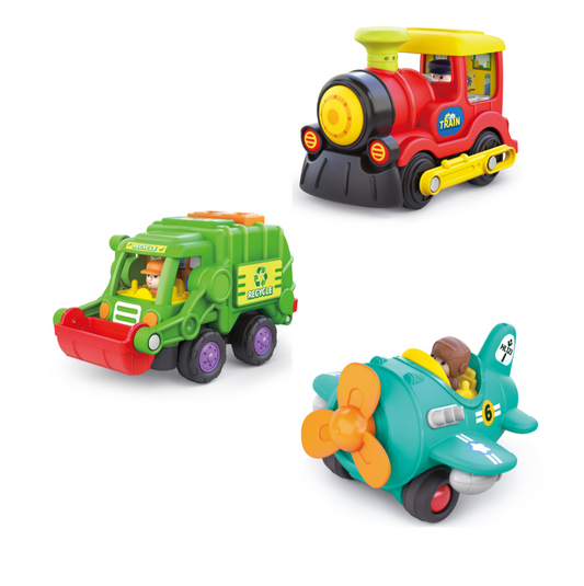 Hola Recycling Truck & Steam Train & Plane